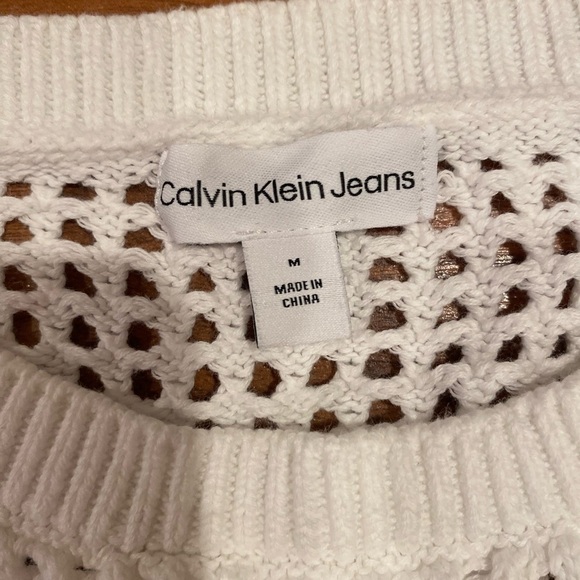 Calvin Klein Jeans White Open-Knit Sweater - Picture 2 of 5